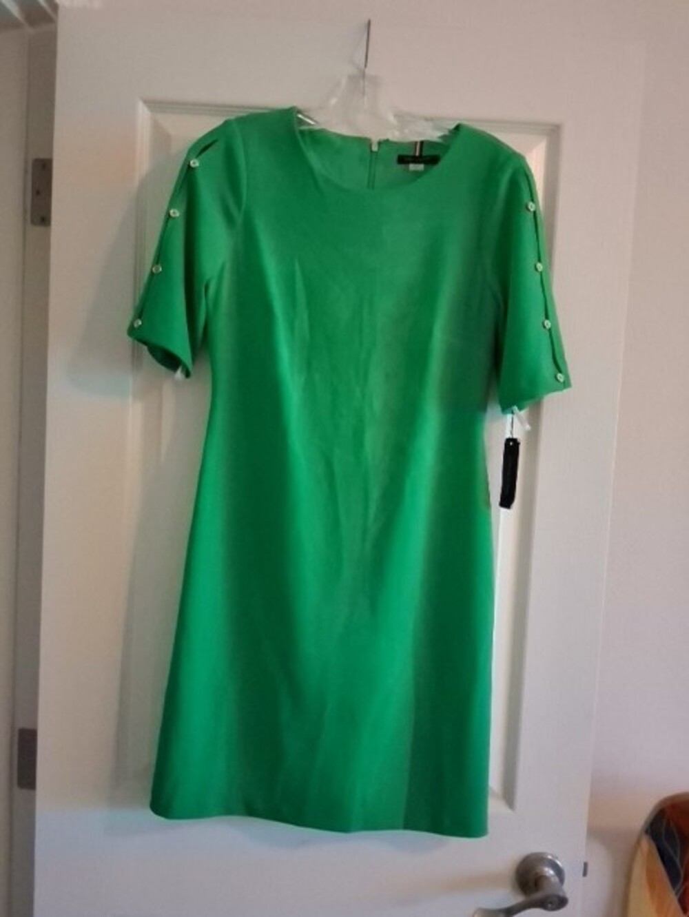 NWT Tommy Hilfiger Button-Sleeve Scuba Dress Vibrant  Green ~Size 4~